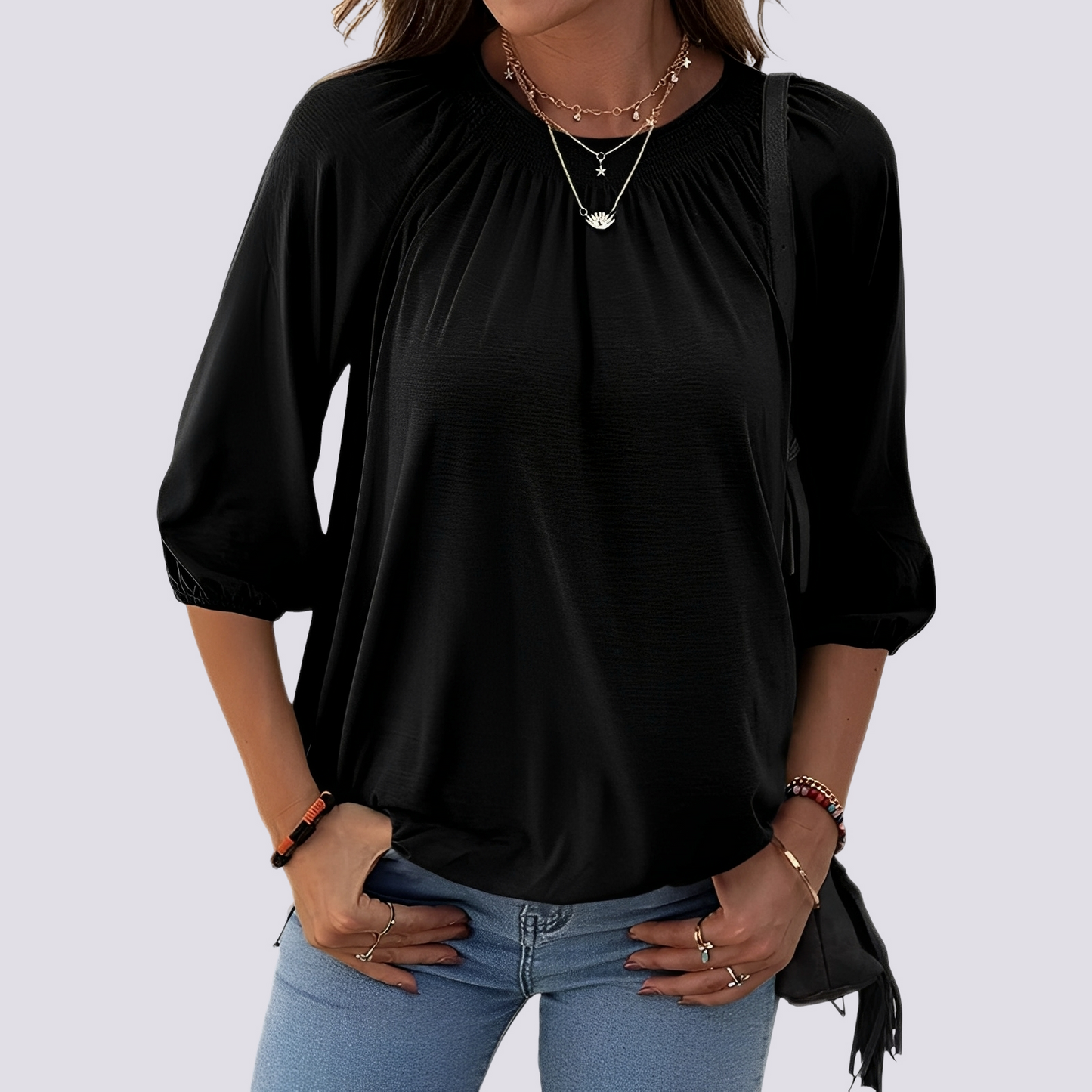 Telsa - Blouse relax à col rond pour femmes