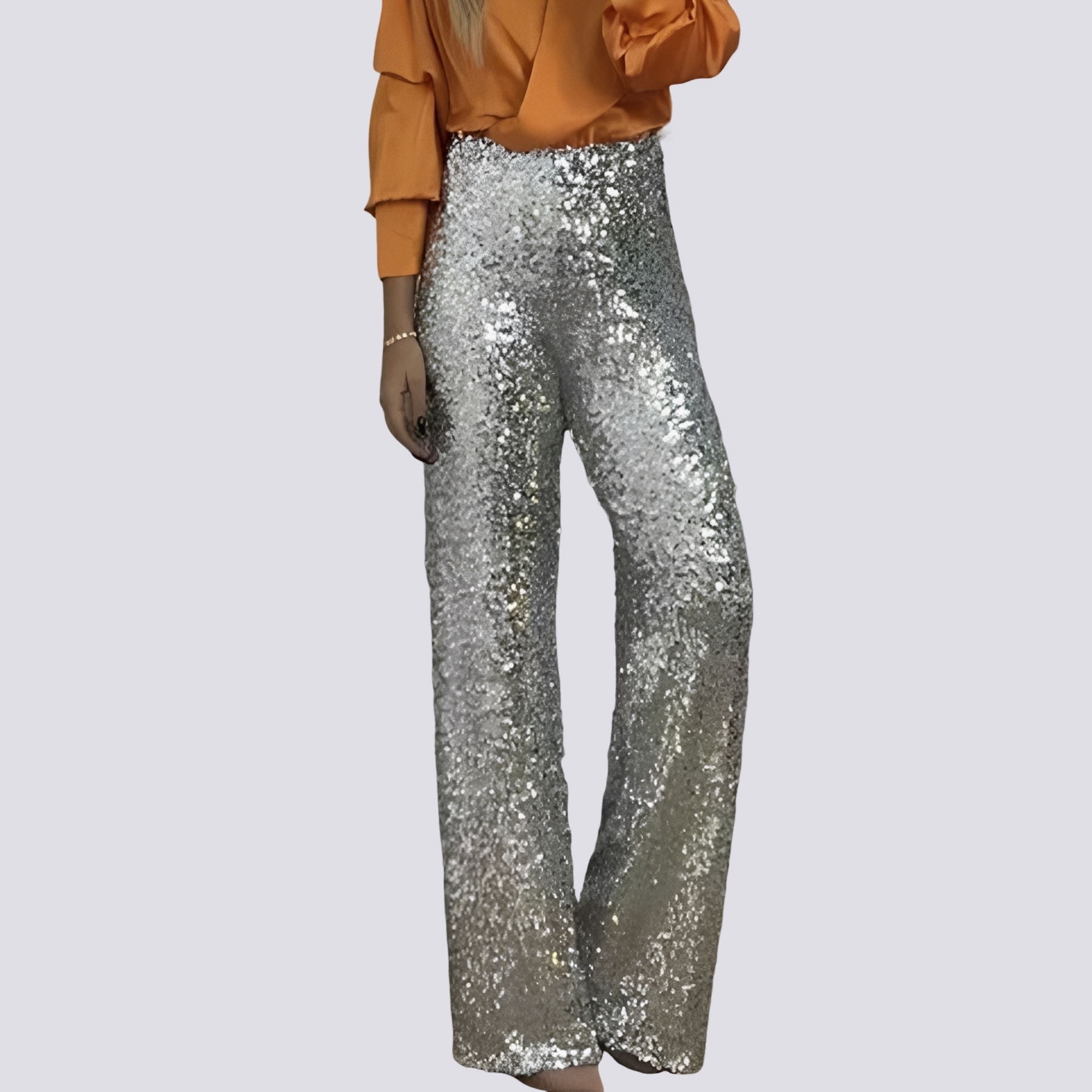Mandy - Pantalon à paillettes taille haute