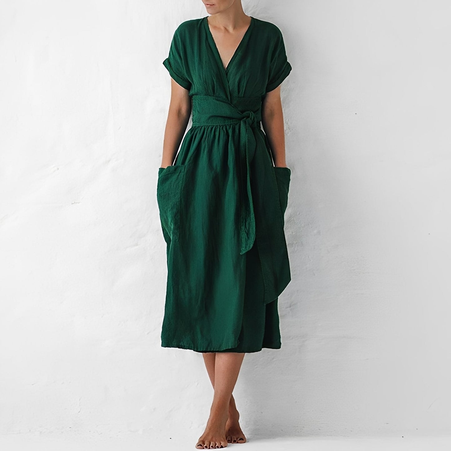 Sasha - Robe portefeuille simple avec poches