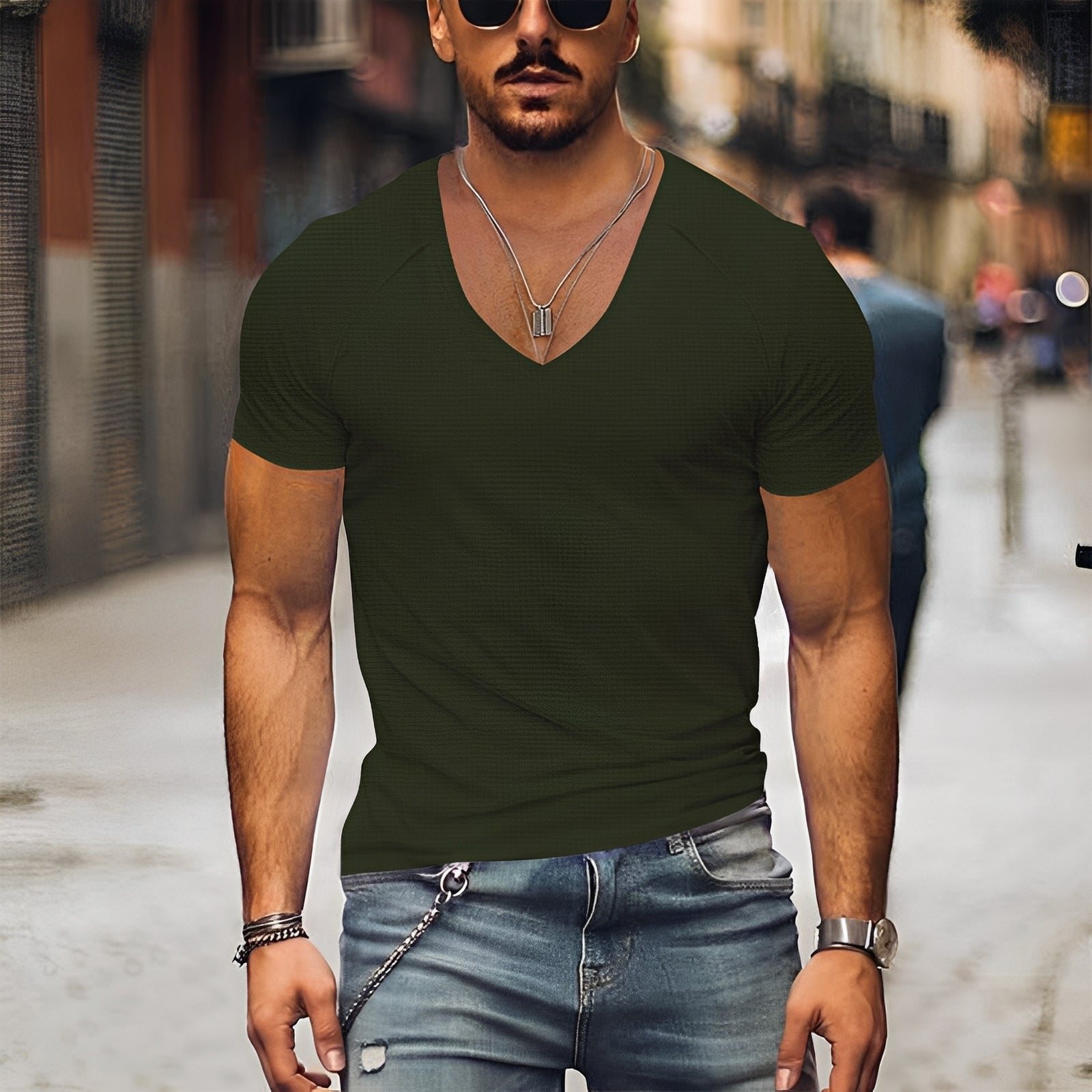Kenneth - T-shirt homme décontracté col V