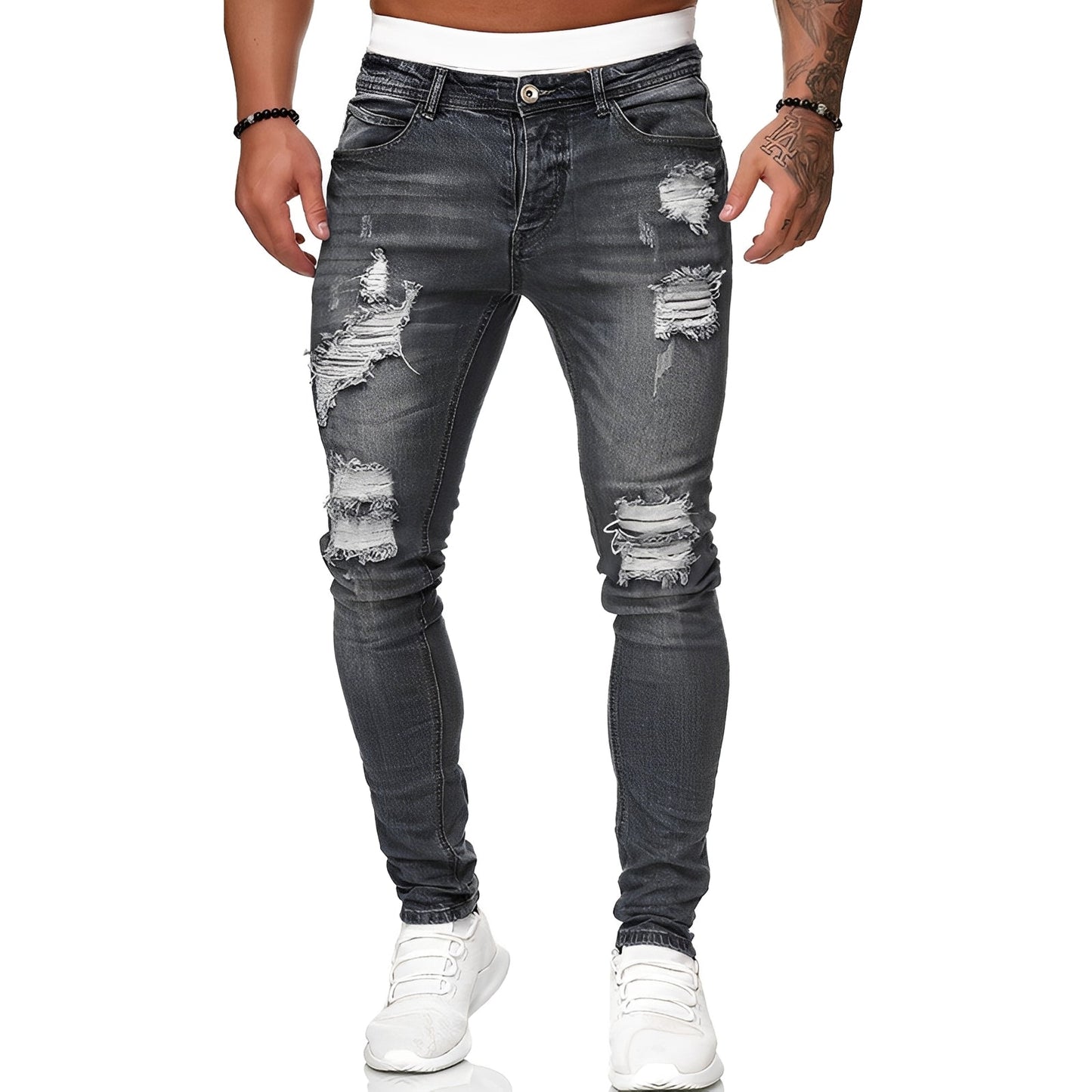 Annie - Jean skinny homme avec déchirures, style décontracté
