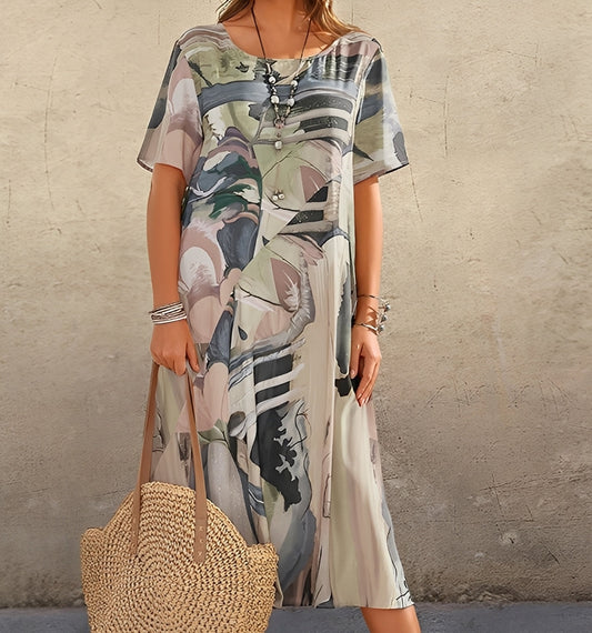 Alexa - Robe à motif raffiné et coupe ample pour femmes