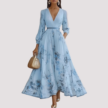 Leah - Robe Midi à Manches Longues avec Imprimés Floraux