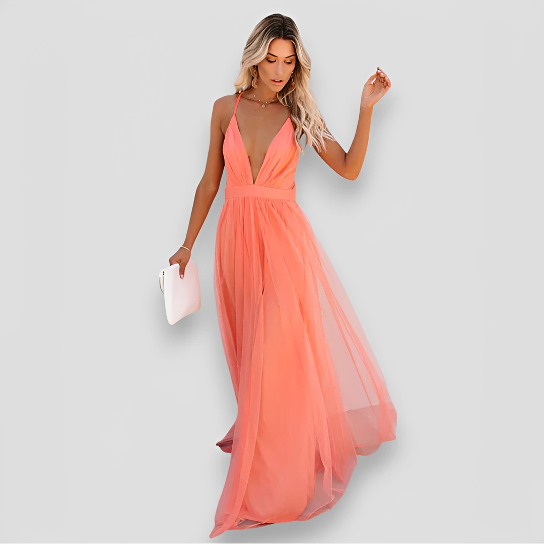 Lidia - Robe Maxi Élégante à Col en V
