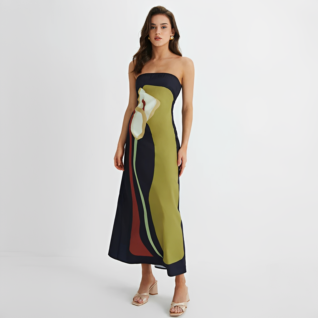 Delaney - Robe Élégante à Fleurs Sans Bretelles
