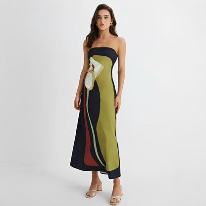 Delaney - Robe Élégante à Fleurs Sans Bretelles
