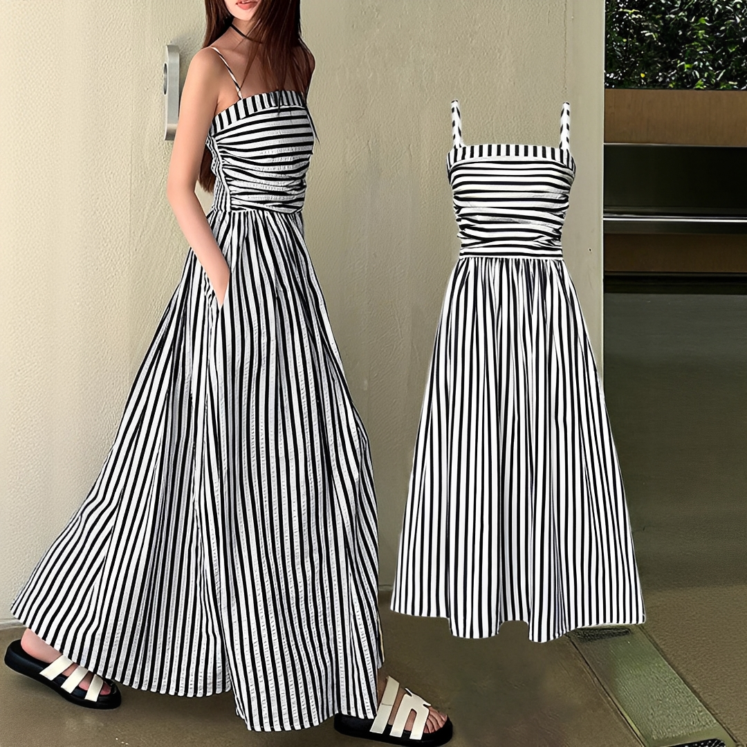 Cindy - Élégante Robe Maxi à Rayures