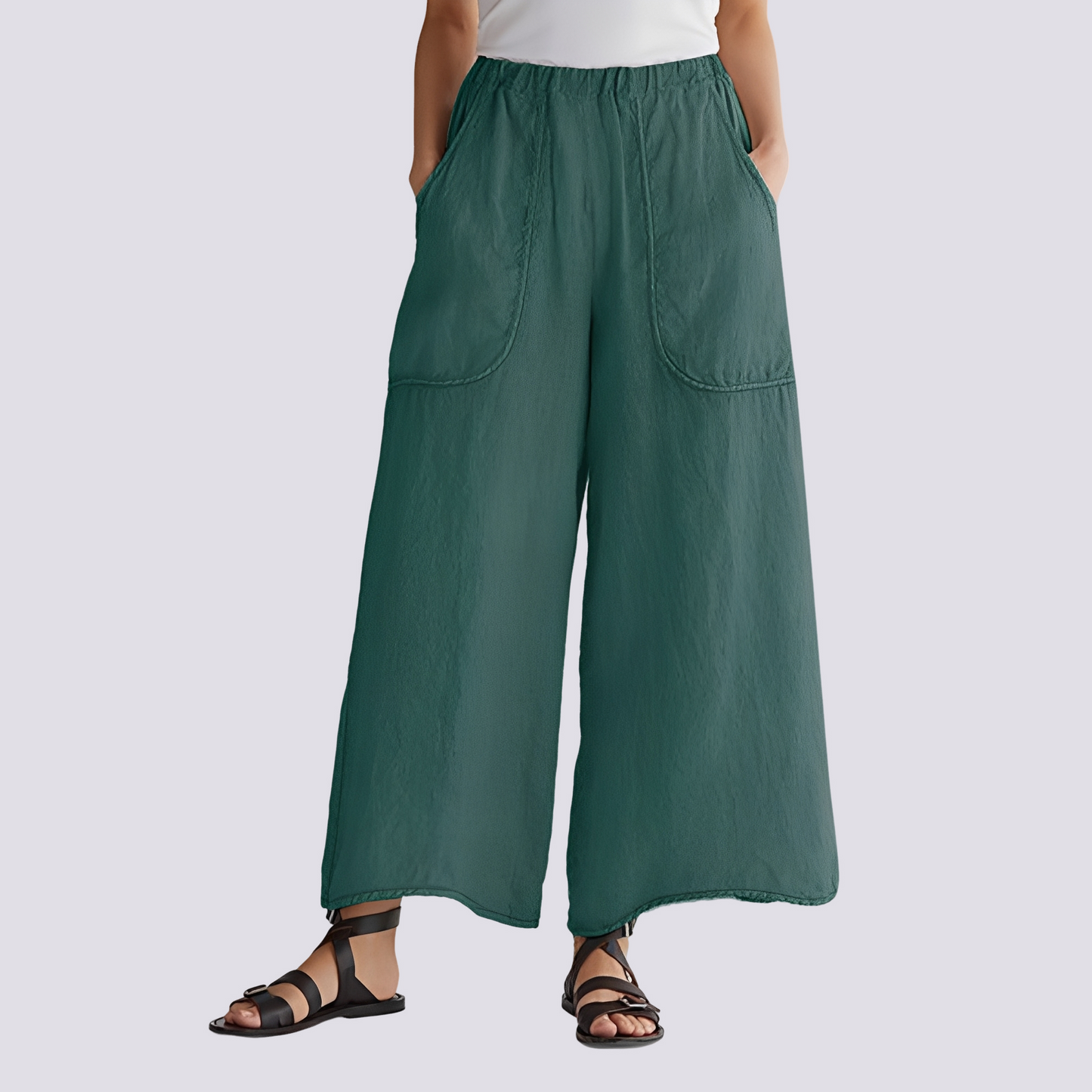 Angela - Pantalon femme à jambes évasées et style décontracté