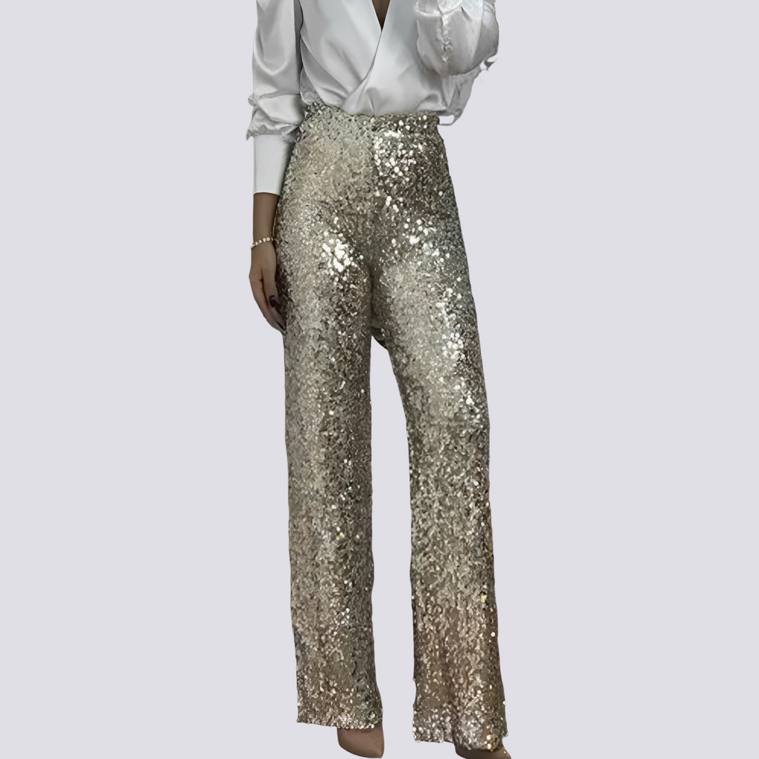 Mandy - Pantalon à paillettes taille haute