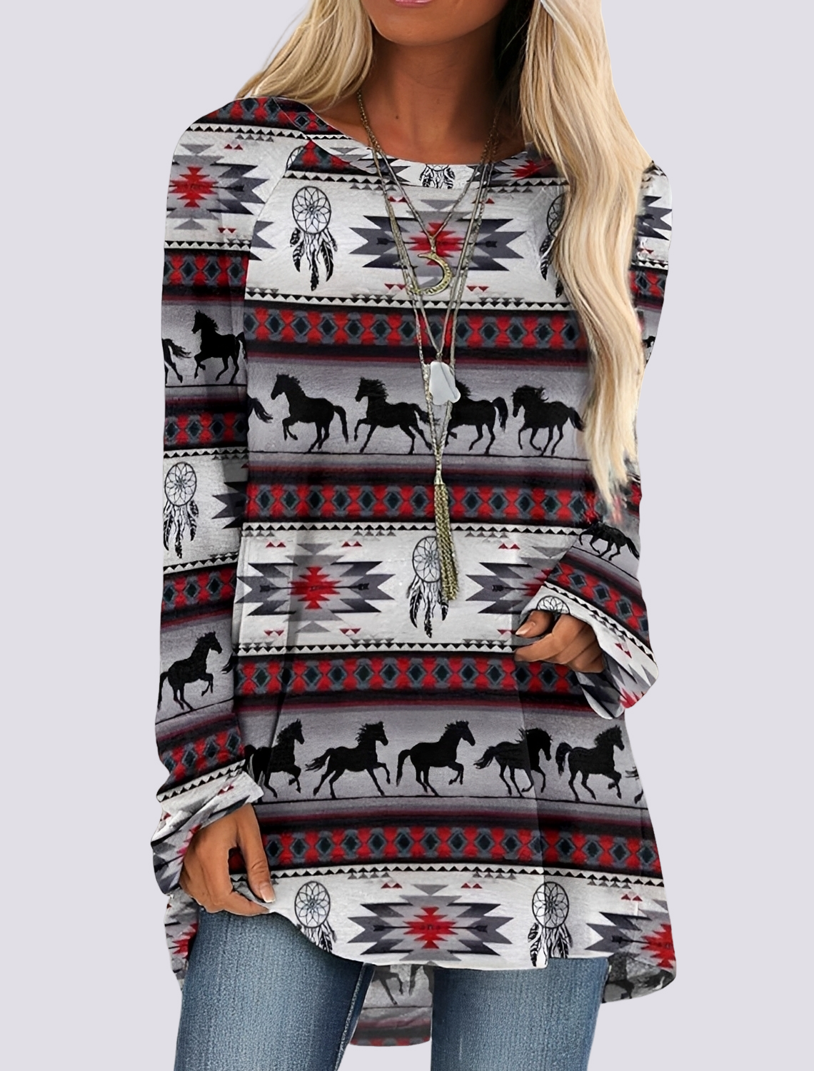 Monica - Robe chemise élégante avec motif ethnique
