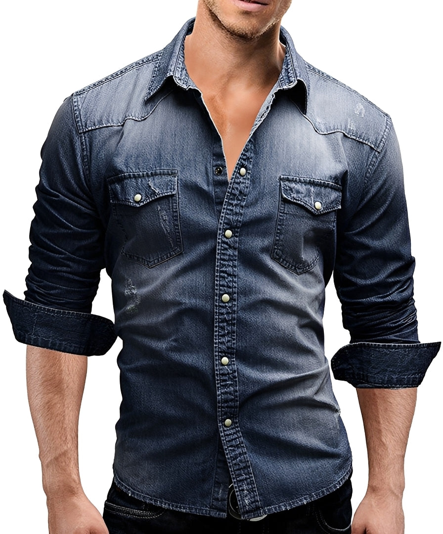 Arjun - Chemise en jean pour homme - manches longues style décontracté