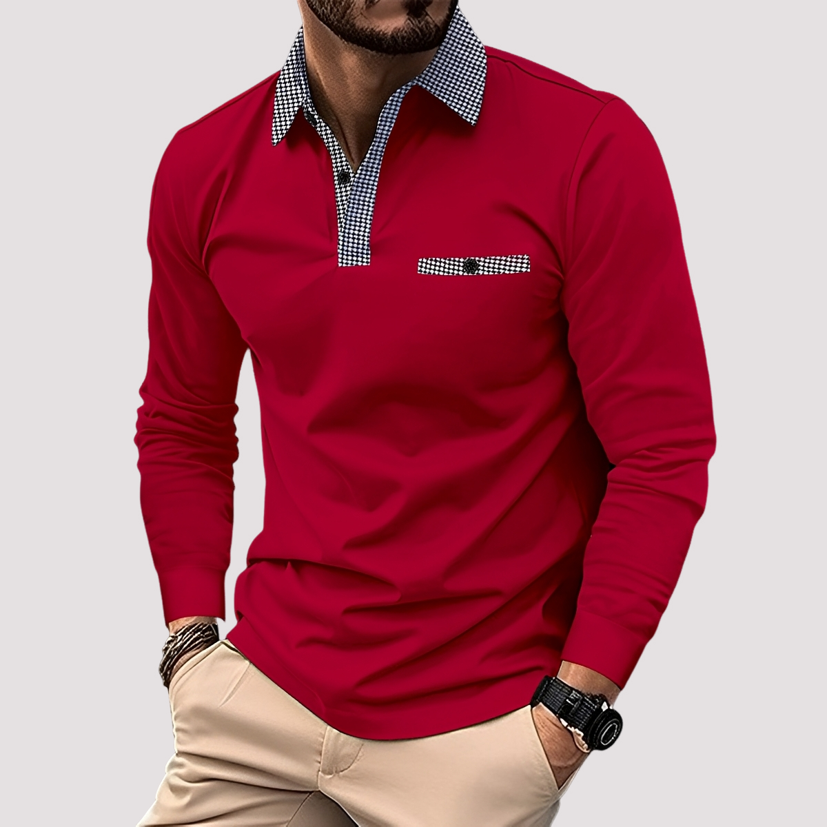 Aidan - Polo élégant à manches longues pour hommes