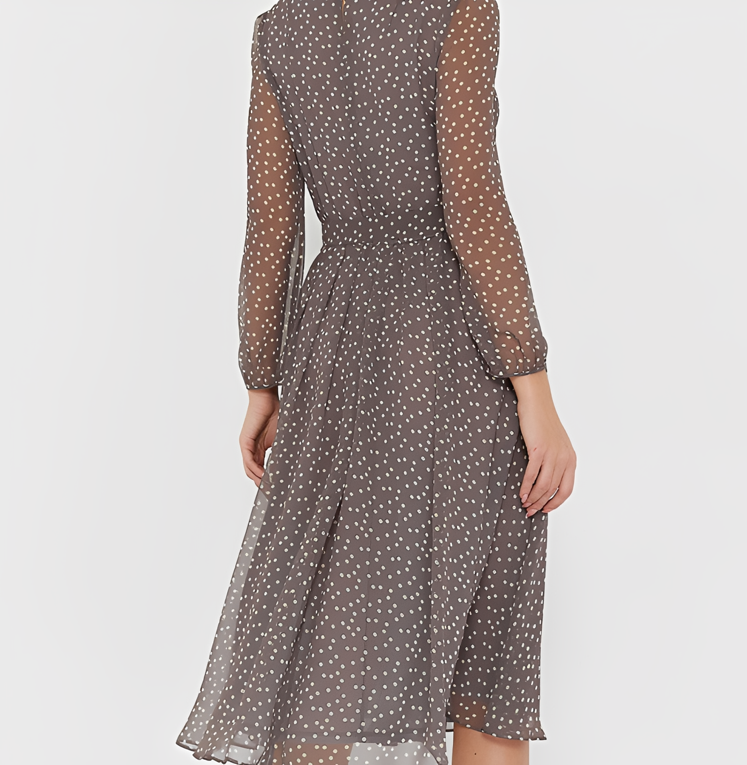 Tessa - Robe élégante à pois et manches longues
