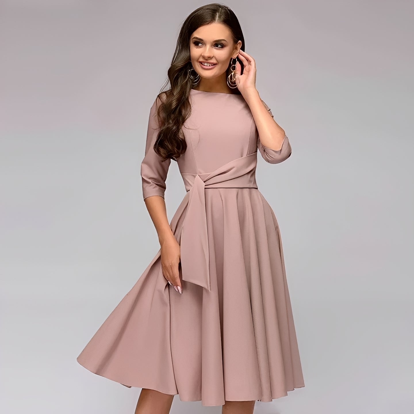Sameer - Robe midi simple et décontractée