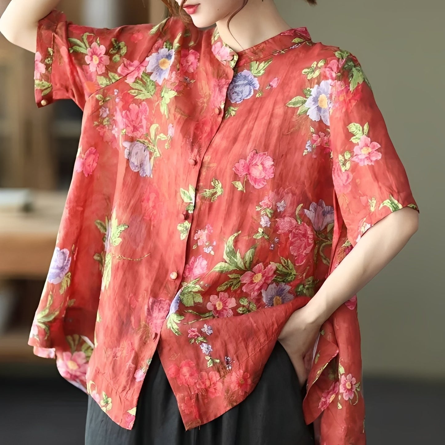 Alana - Blouse chic à manches mi-longues pour femmes