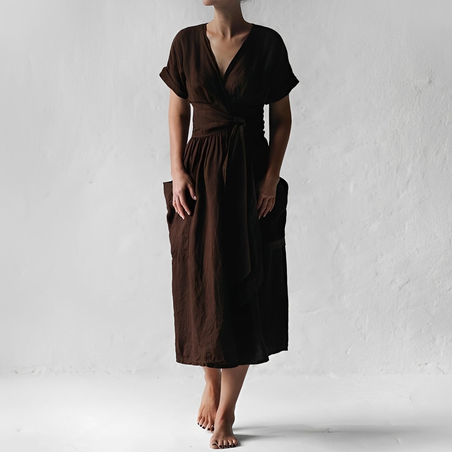 Sasha - Robe portefeuille simple avec poches