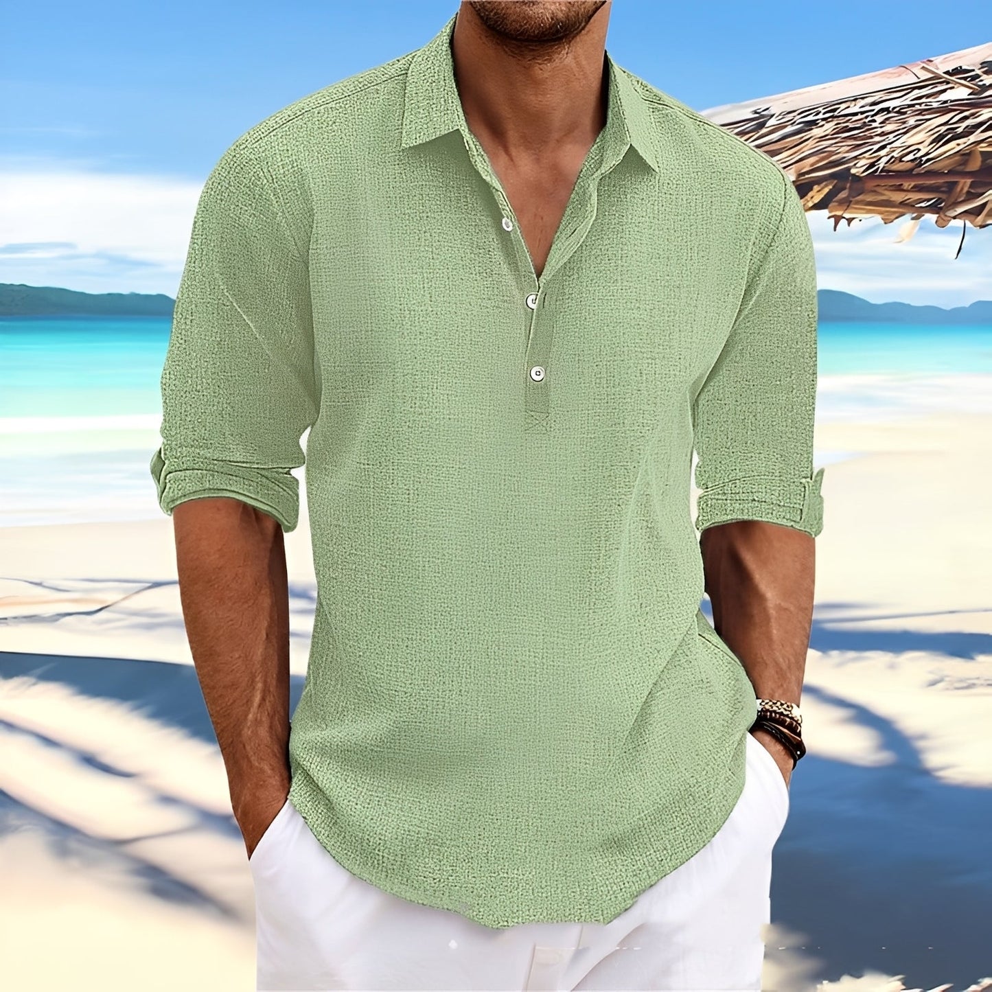 Ricky – Chemise homme à manches longues – parfaite pour des journées chaudes et confortables