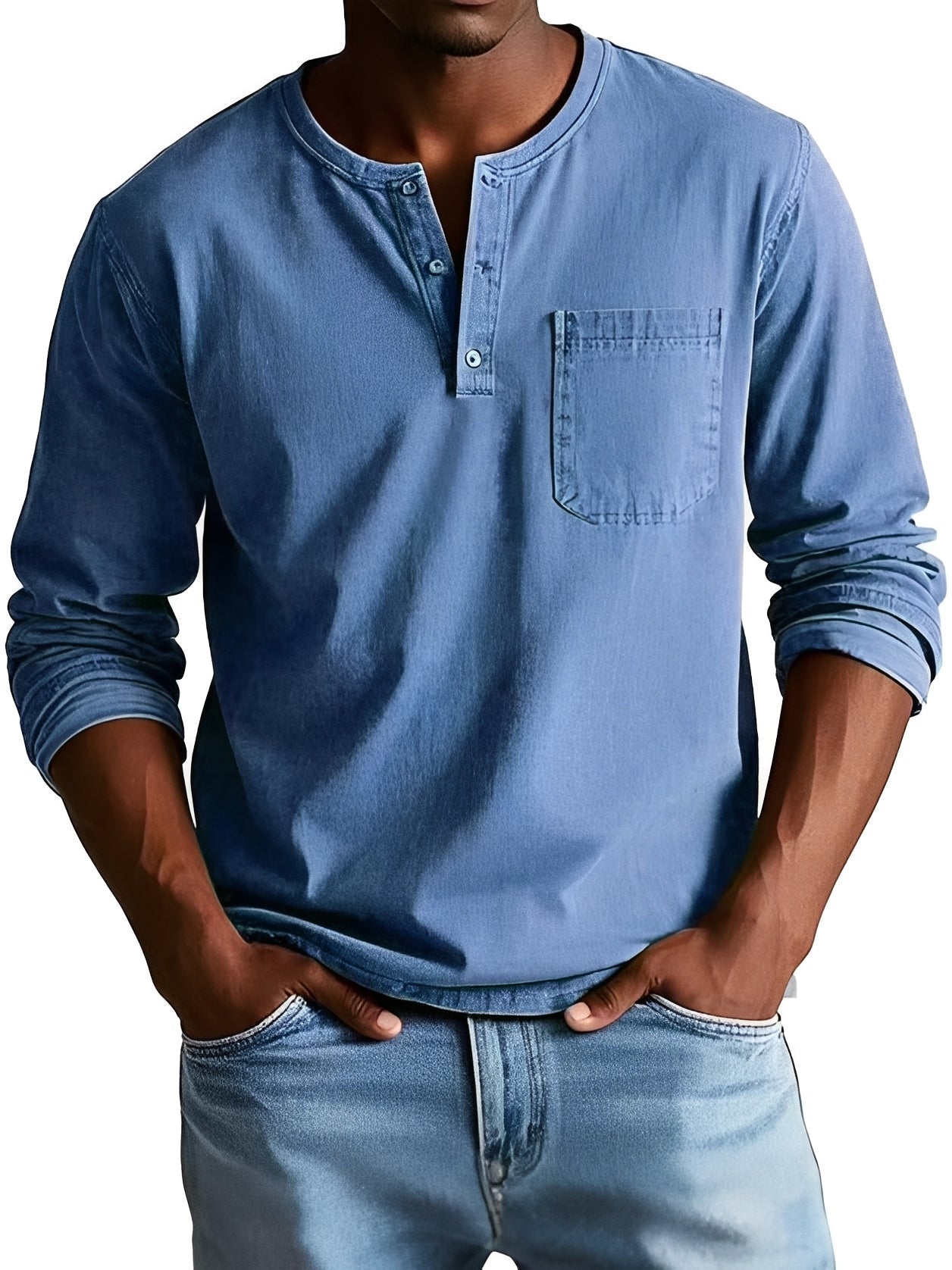 Steve - Chemise homme à manches longues, style relax