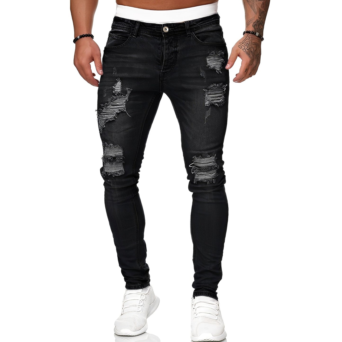 Annie - Jean skinny homme avec déchirures, style décontracté