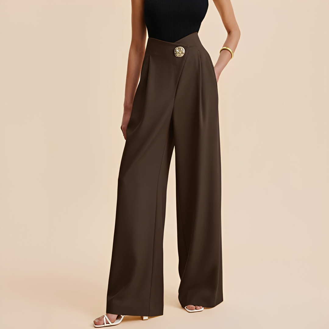 Joyce - Pantalon large taille haute