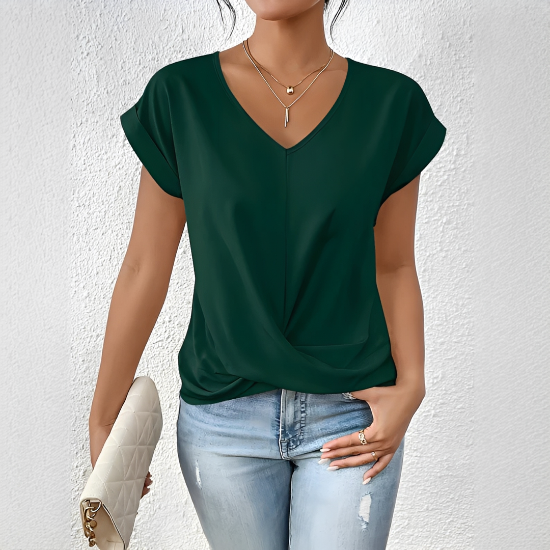 Velanie - T-Shirt Col V Détendu