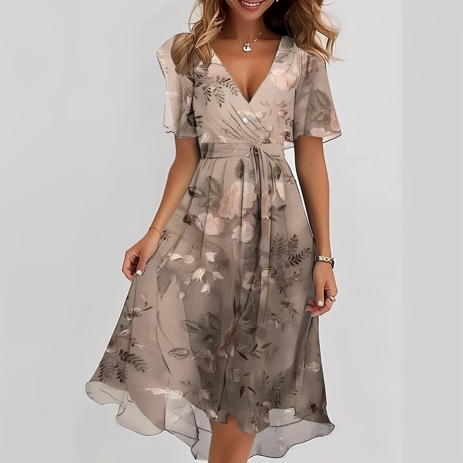 Emelia - Robe en tissu léger à motifs floraux