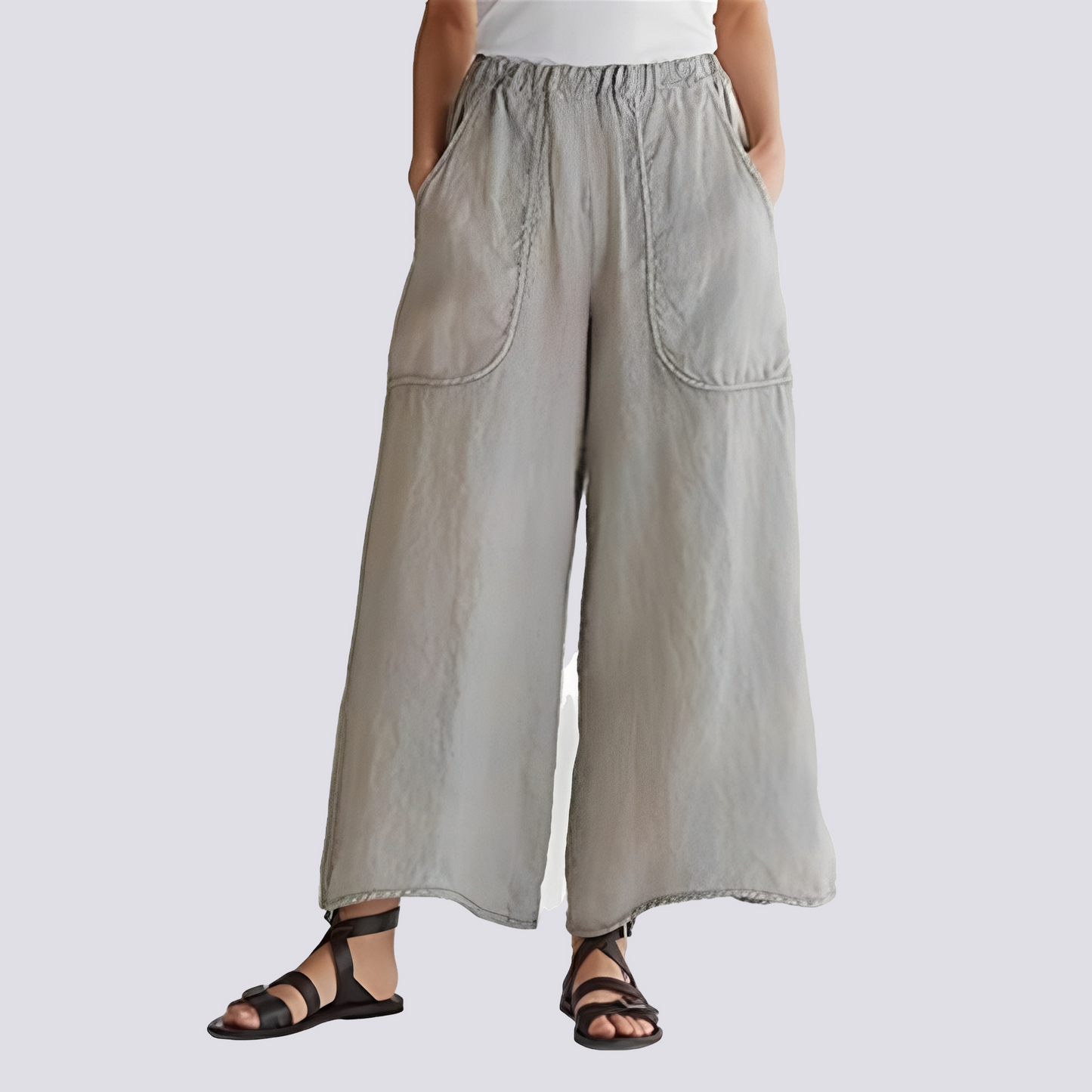 Angela - Pantalon femme à jambes évasées et style décontracté