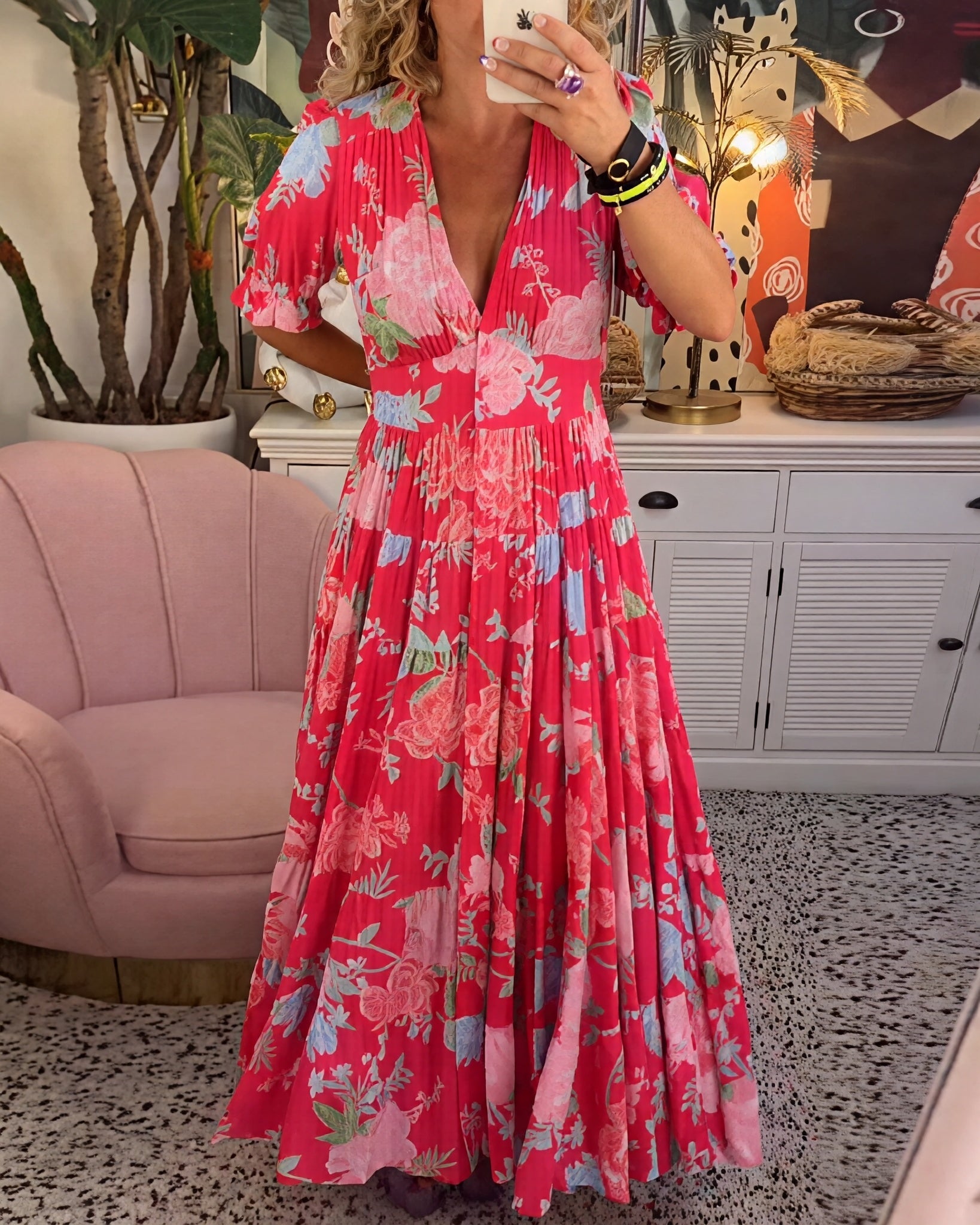Emma - Maxi robe pour dame avec un design floral