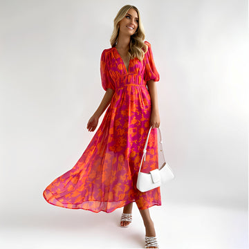 Louisa - Robe Midi Ample à Motifs Floraux