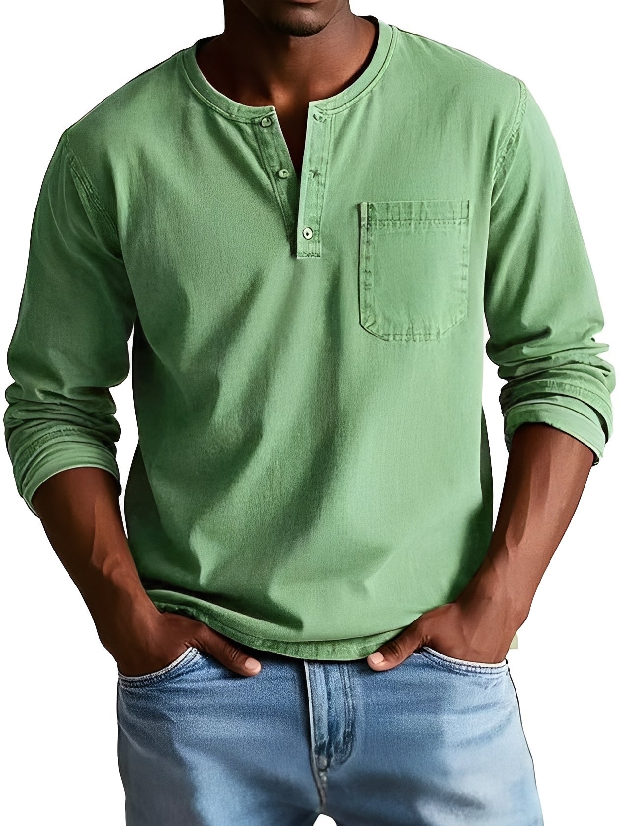 Steve - Chemise homme à manches longues, style relax