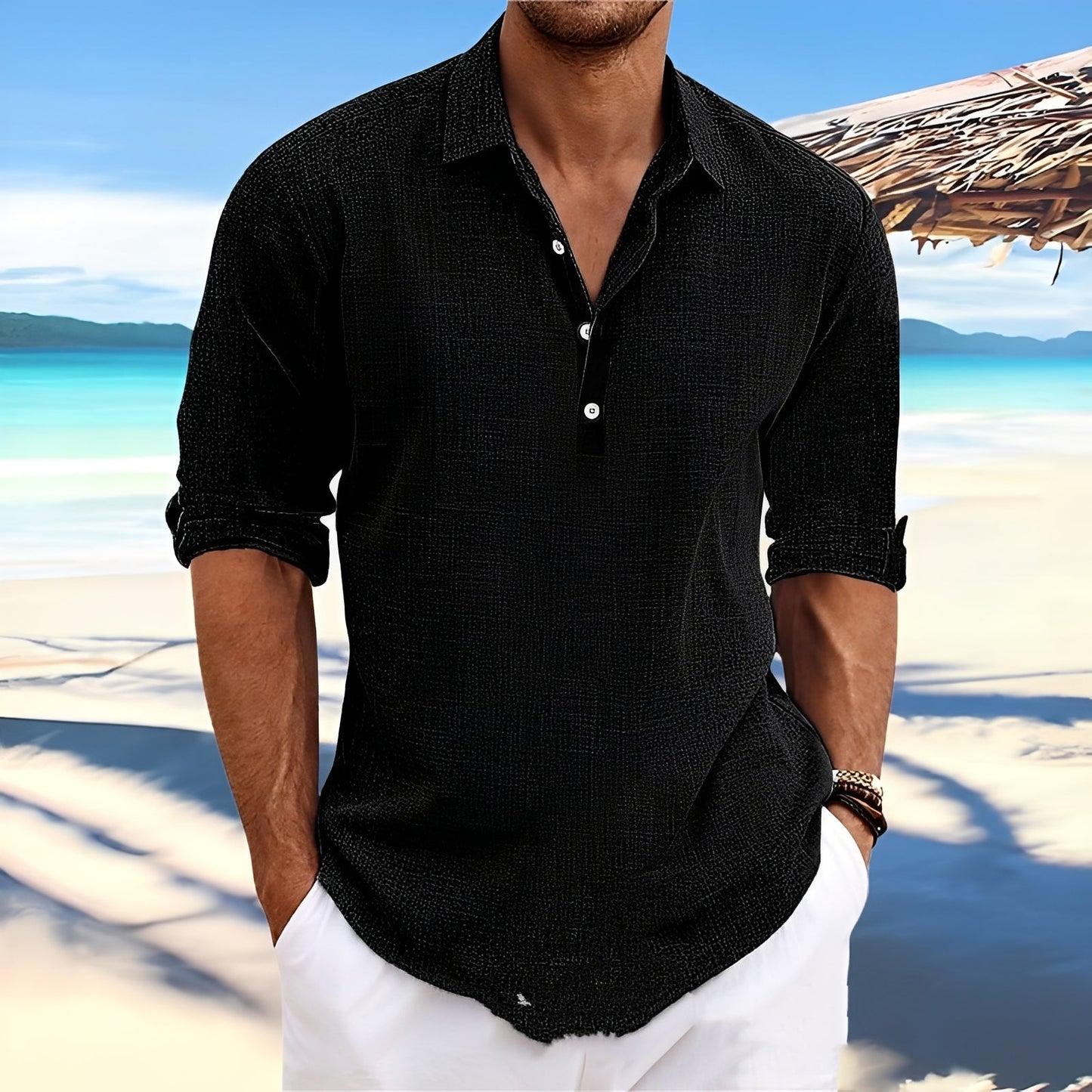 Ricky – Chemise homme à manches longues – parfaite pour des journées chaudes et confortables