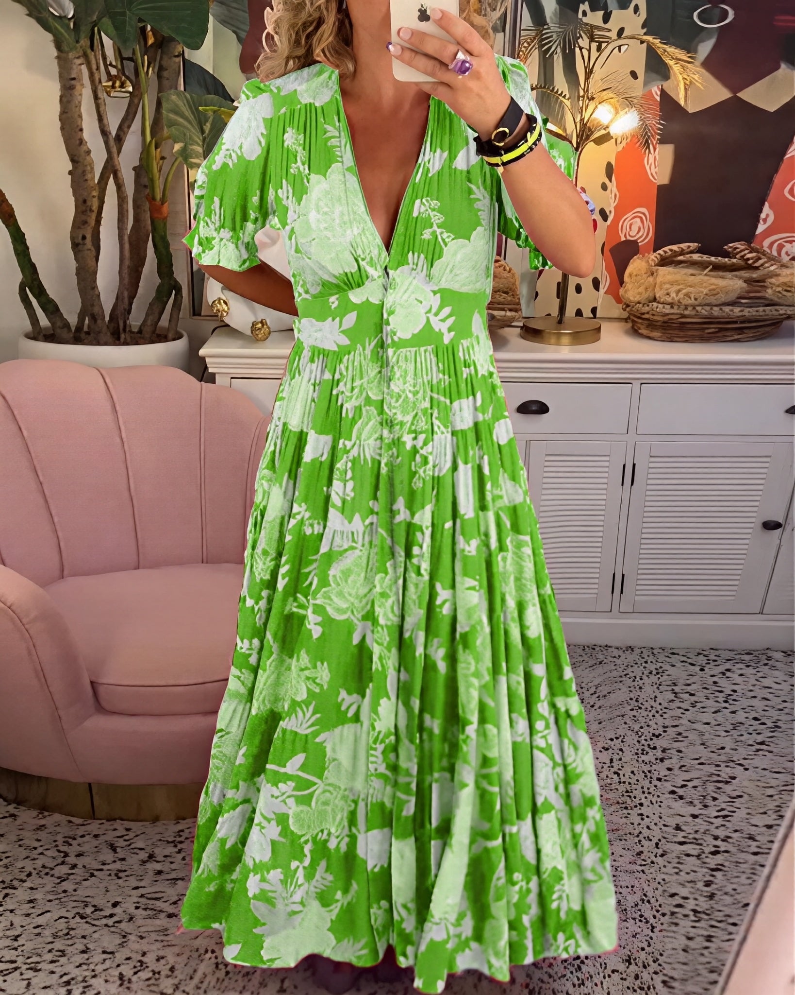 Emma - Maxi robe pour dame avec un design floral