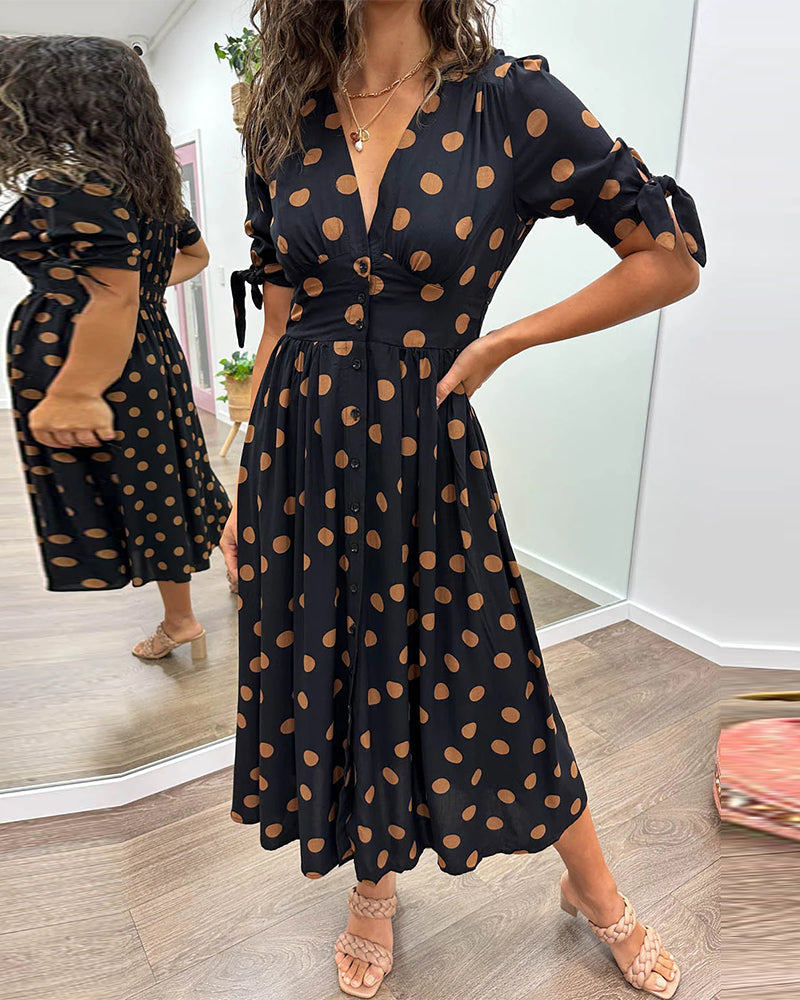 Penelope - Robe midi pour dame avec imprimé à pois