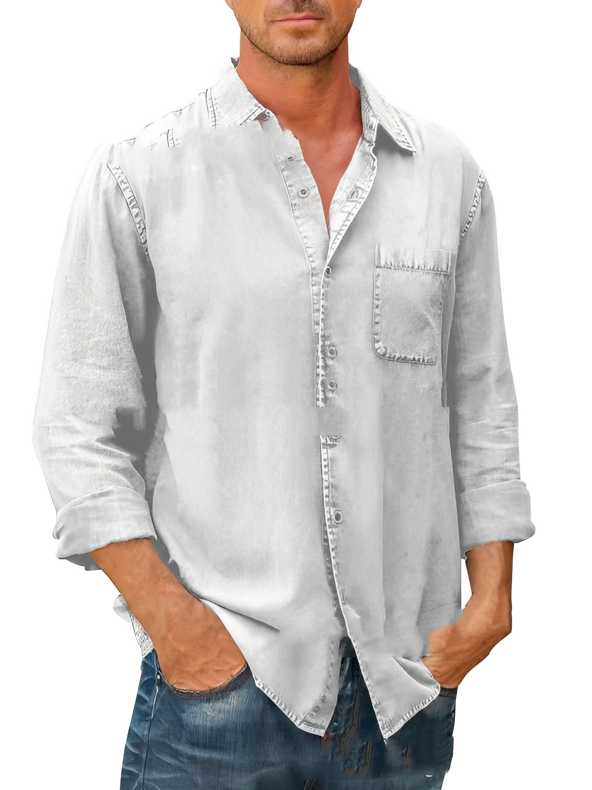 Alfie - Chemise à manches longues au style vieilli