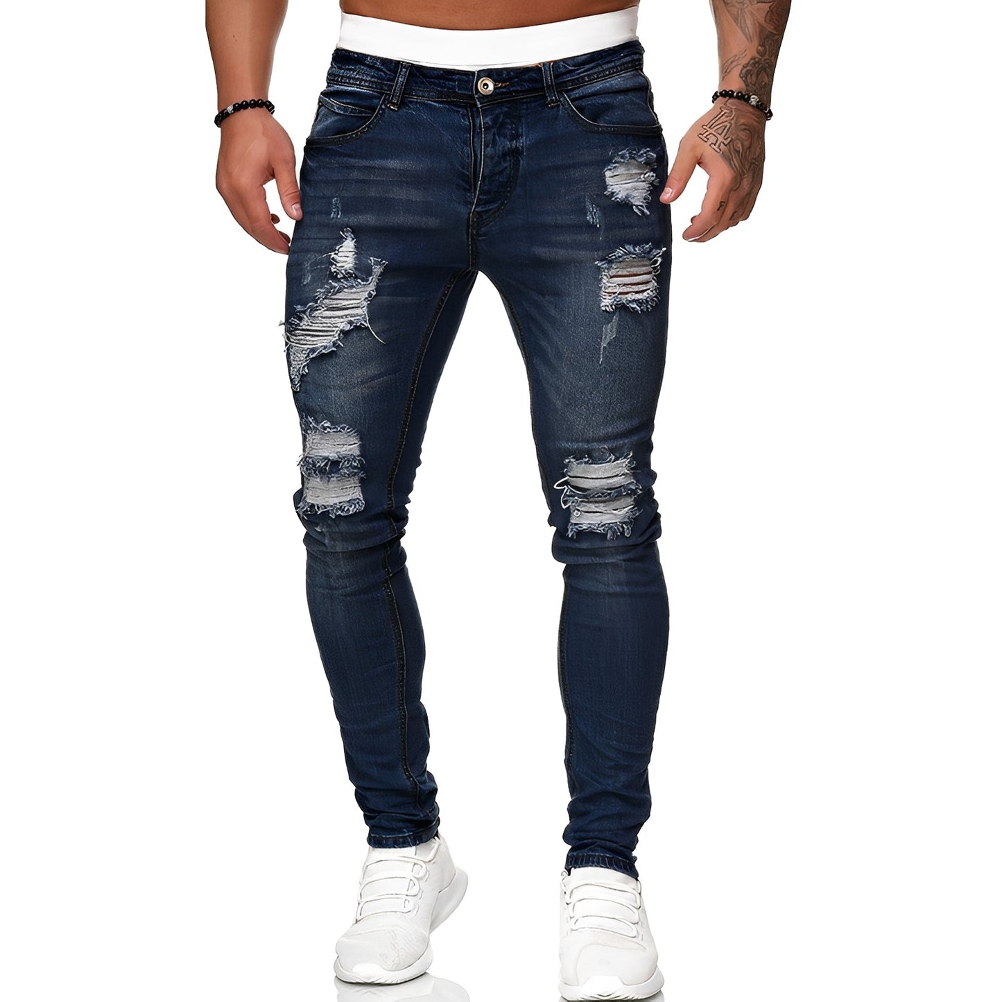 Annie - Jean skinny homme avec déchirures, style décontracté