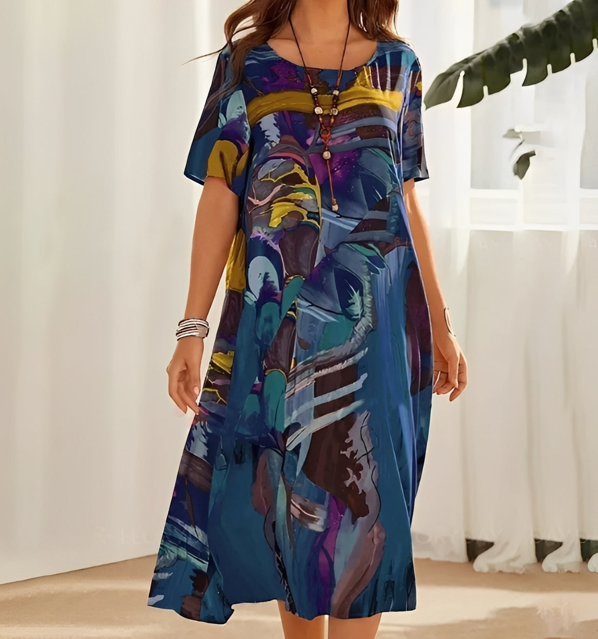 Alexa - Robe à motif raffiné et coupe ample pour femmes