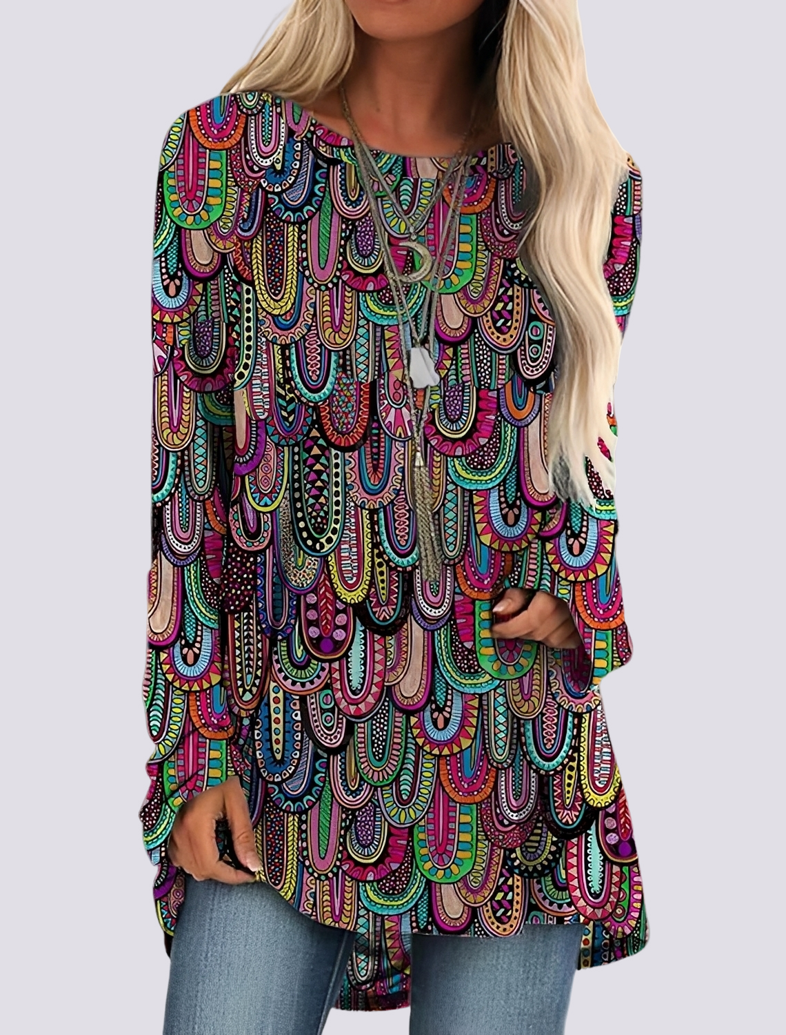 Monica - Robe chemise élégante avec motif ethnique
