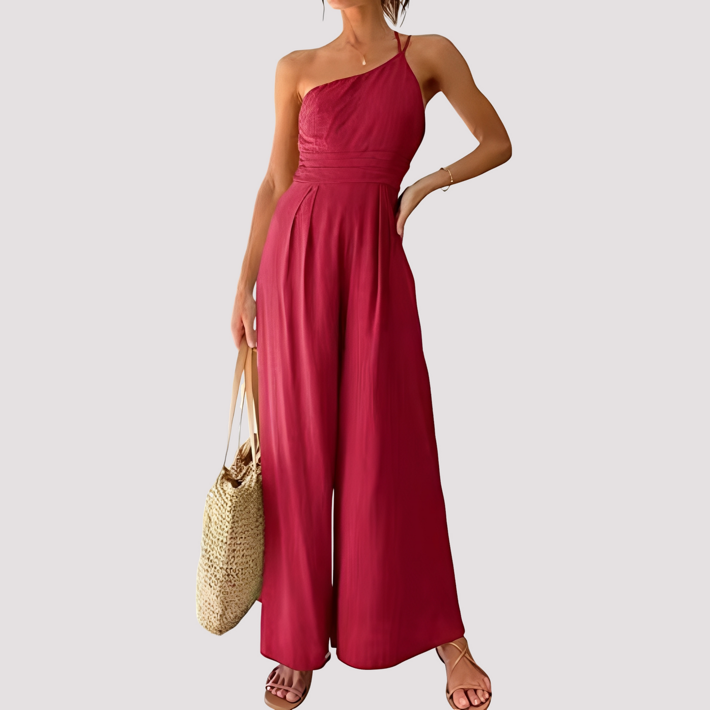Carla - Tenue chic pour femme avec une épaule et jambes larges