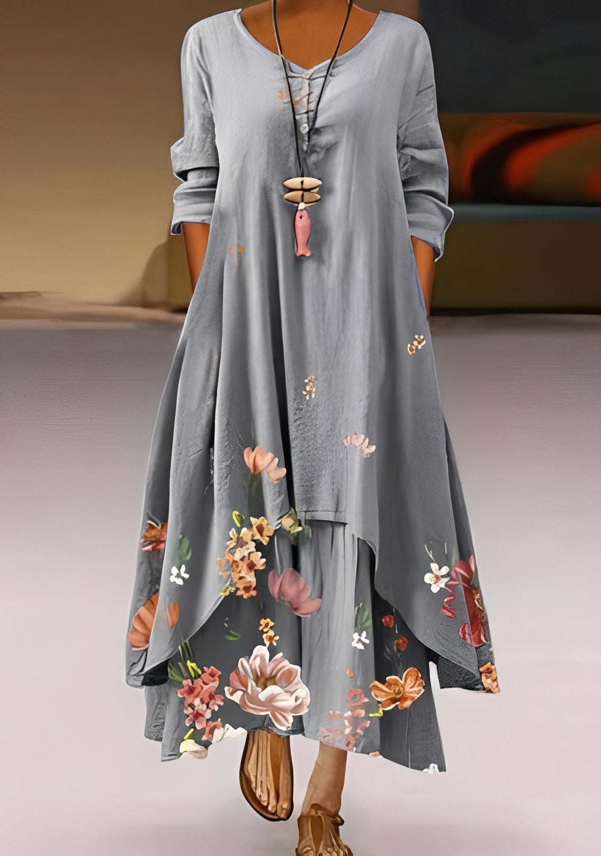 Belle - Robe élégante et fluide à motifs pour femmes