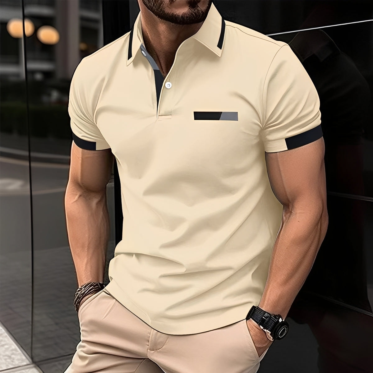 Julian - Polo chic et sportif avec col rabattu pour hommes