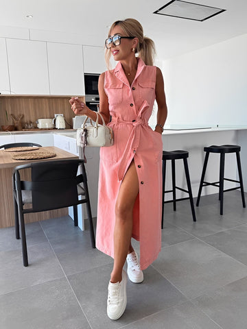 Steph - Robe midi élégante en jean
