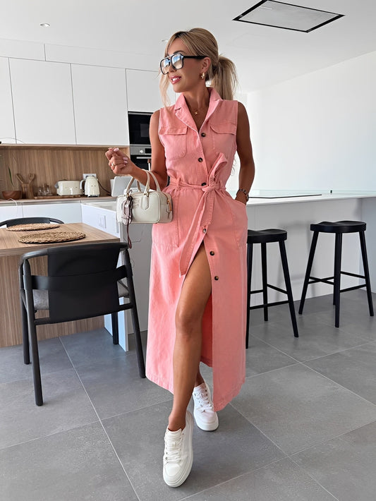 Steph - Robe midi élégante en jean