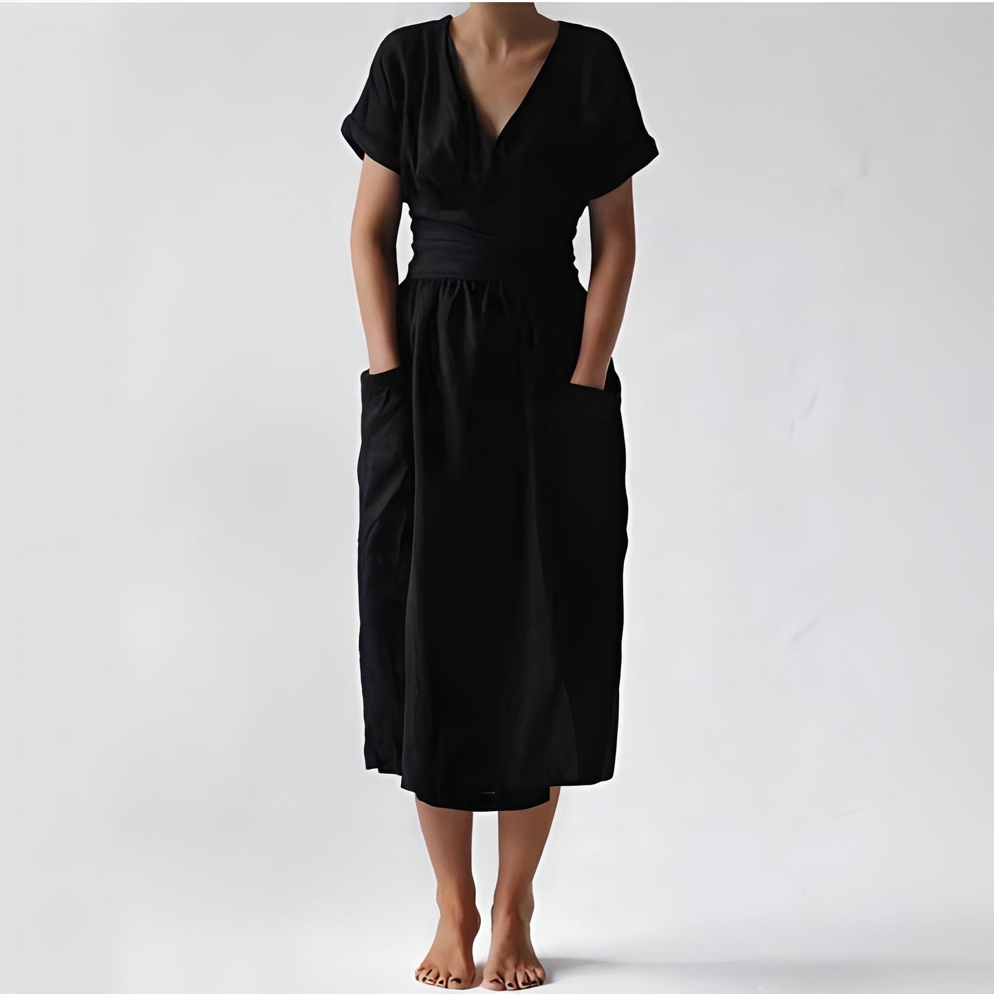 Sasha - Robe portefeuille simple avec poches