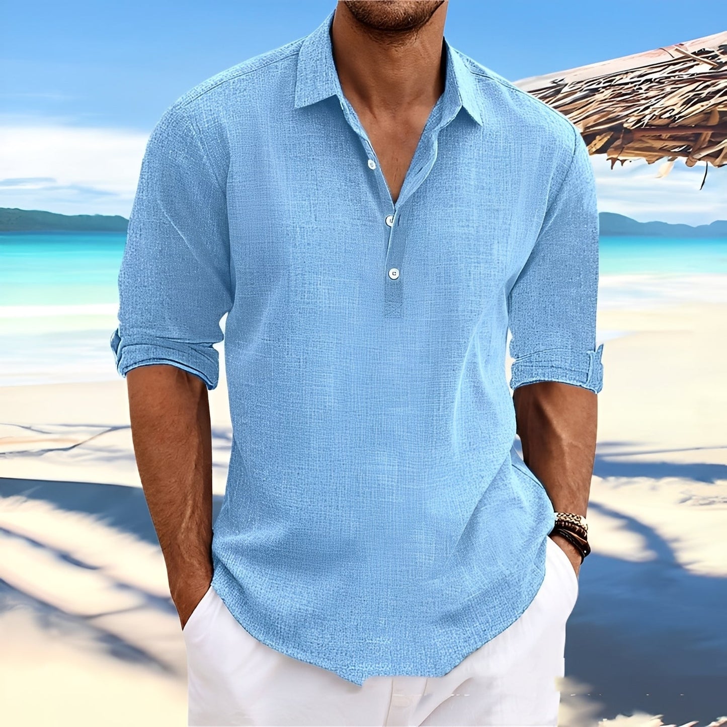 Ricky – Chemise homme à manches longues – parfaite pour des journées chaudes et confortables