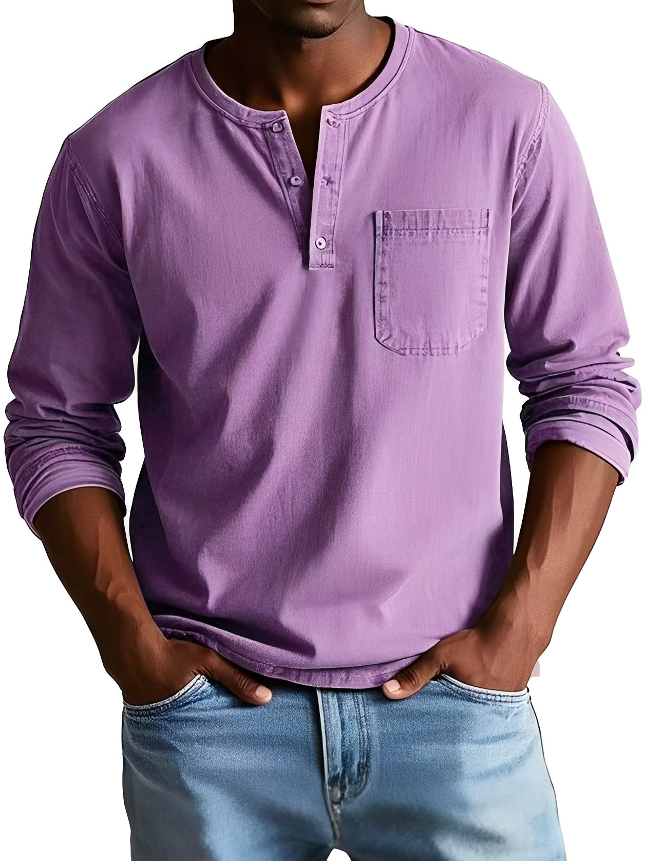Steve - Chemise homme à manches longues, style relax