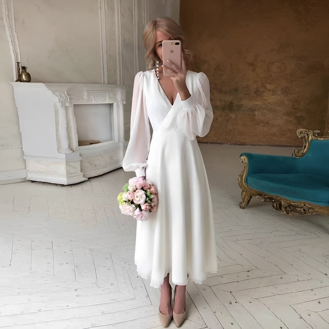 Carla - Robe fluide et chic à manches longues pour femmes