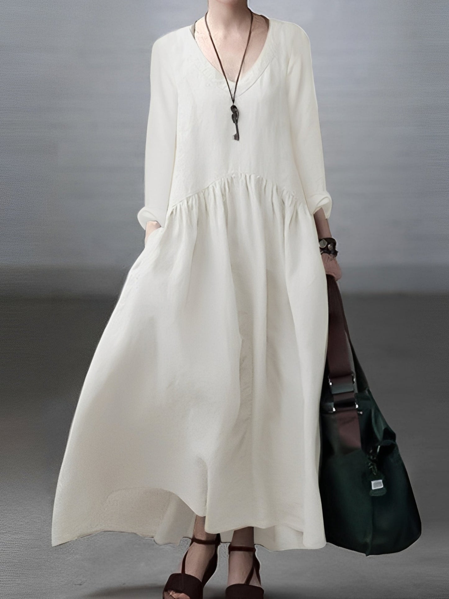 Lindy - Robe ample et détendue avec col V pour femmes