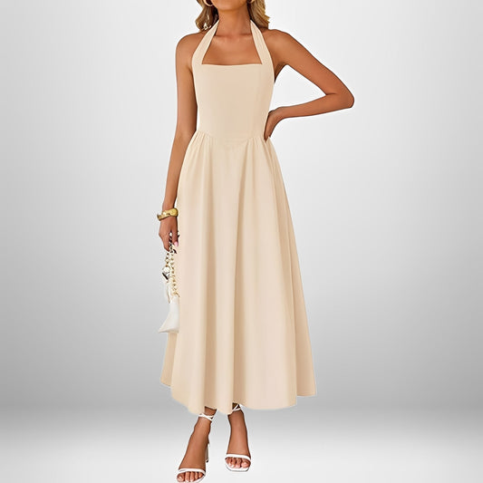 Joanna - Robe Élégante Midi à Col Halter
