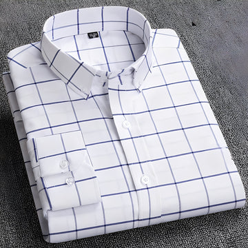Jezriel - Chemise tendance à carreaux avec manches longues pour homme