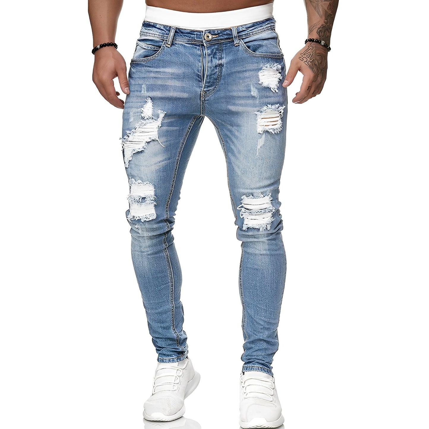 Annie - Jean skinny homme avec déchirures, style décontracté